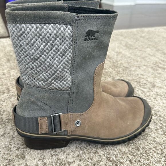 Sorel Slimshortie Casual Winter Snow Boot Women'sQuarry/Fossil Gray 9 - Picture 1 of 6